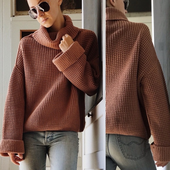 Free People Sweaters - Free People Sweater Womens Medium Brown Park City Chunky Knit Turtleneck